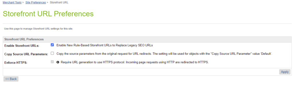 Storefront URLs. Commerce Cloud